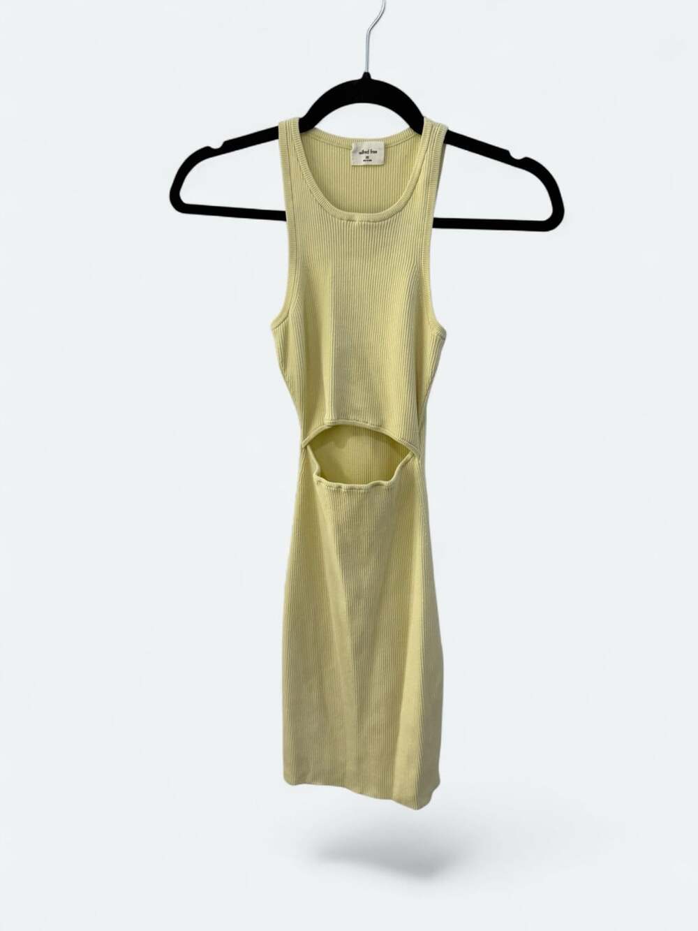 Wilfred Free Cutout Ribbed Mini Dress Size 2XS Yellow - Picture 4 of 10